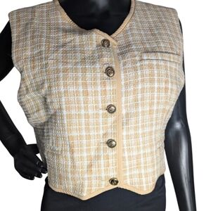 Shane Justin Tweed Vest 2XL Tan Neutral Button Front Lined NWT